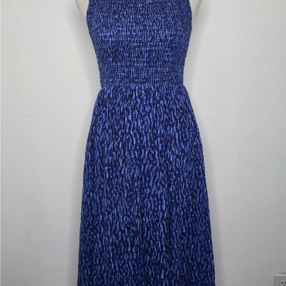Rebecca Taylor Women’s Silk Ruched Batik Mirage Dress Blue Size 0 - Picture 3 of 11